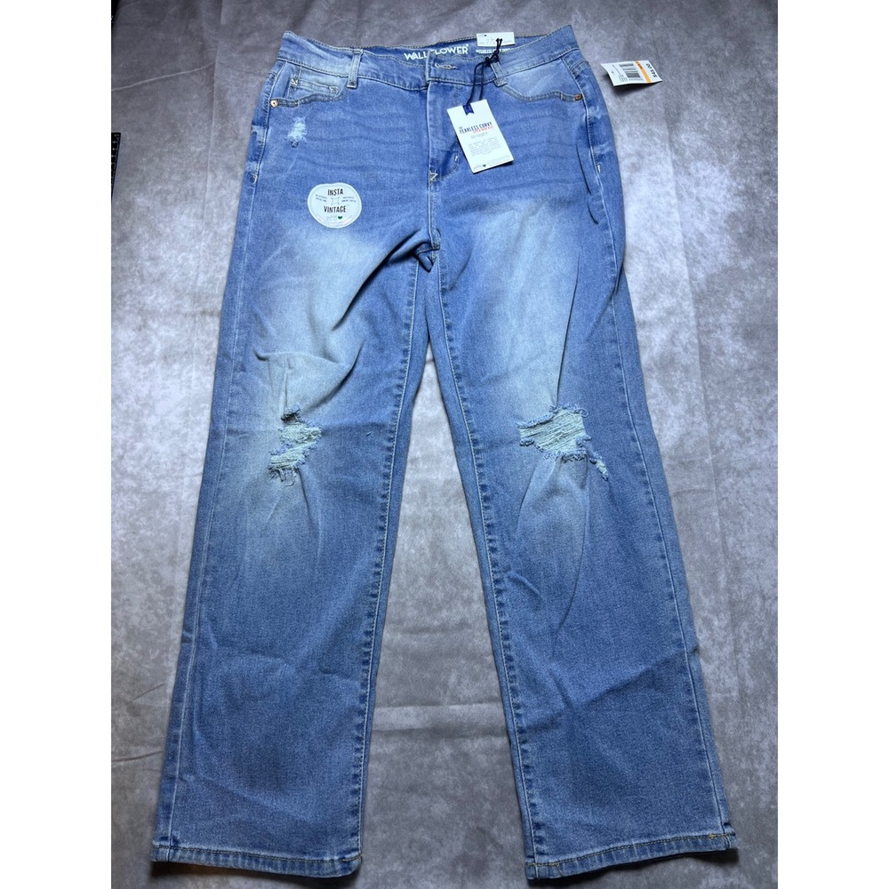 WallFlower Straight Leg Jeans Womens 7 Blue Fearless Curvy Super High Rise Luca